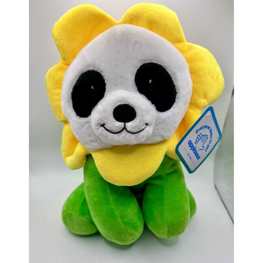 Applause Jazwares Panda Flower Plush 10" Green Yellow NEW AMCR00555-120523-LS